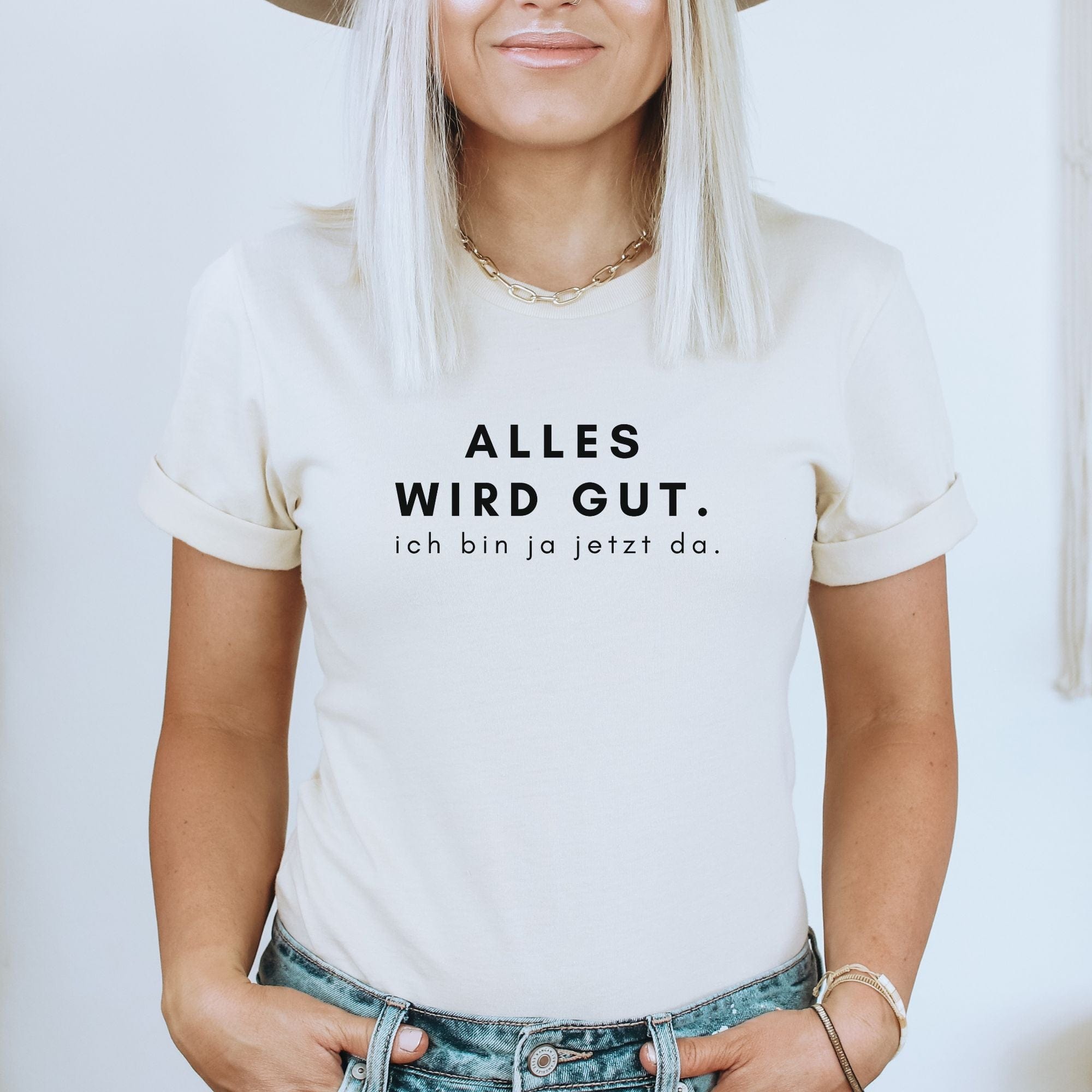 moteevation Alles wird gut, ich bin ja jetzt da - Bio Unisex T-Shirt Vintage White / M