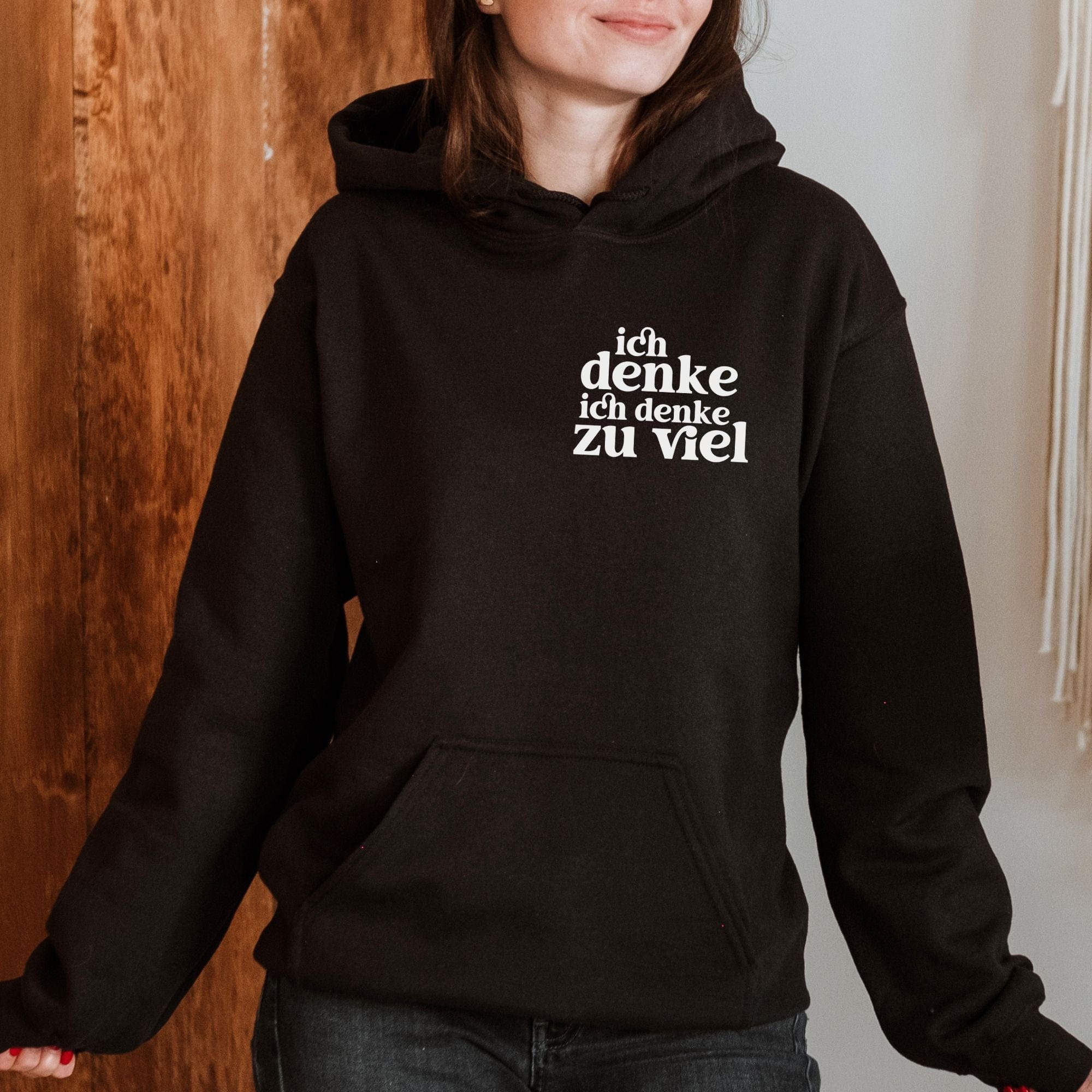 moteevation Ich denke ich denke zu viel - Bio Unisex Hoodie Black / XS