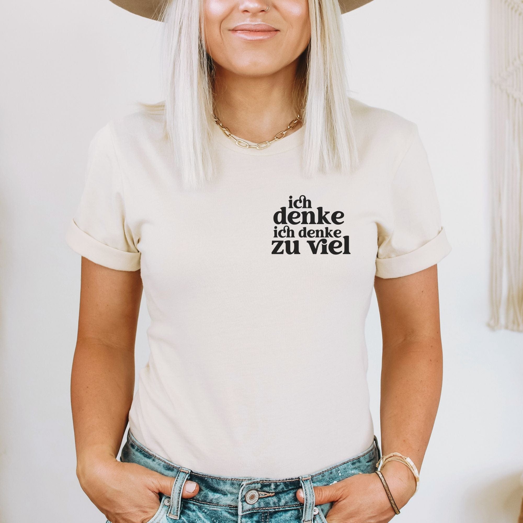 moteevation Ich denke ich denke zu viel - Bio Unisex T-Shirt Vintage White / S