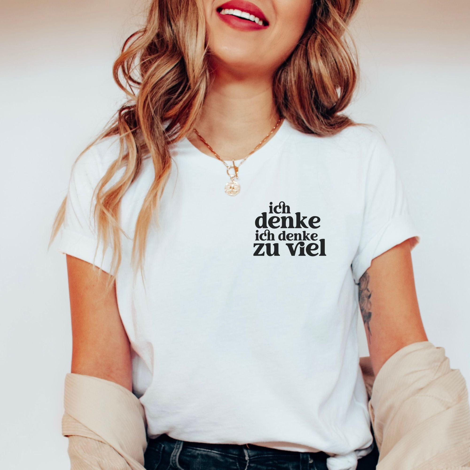 moteevation Ich denke ich denke zu viel - Bio Unisex T-Shirt White / XS