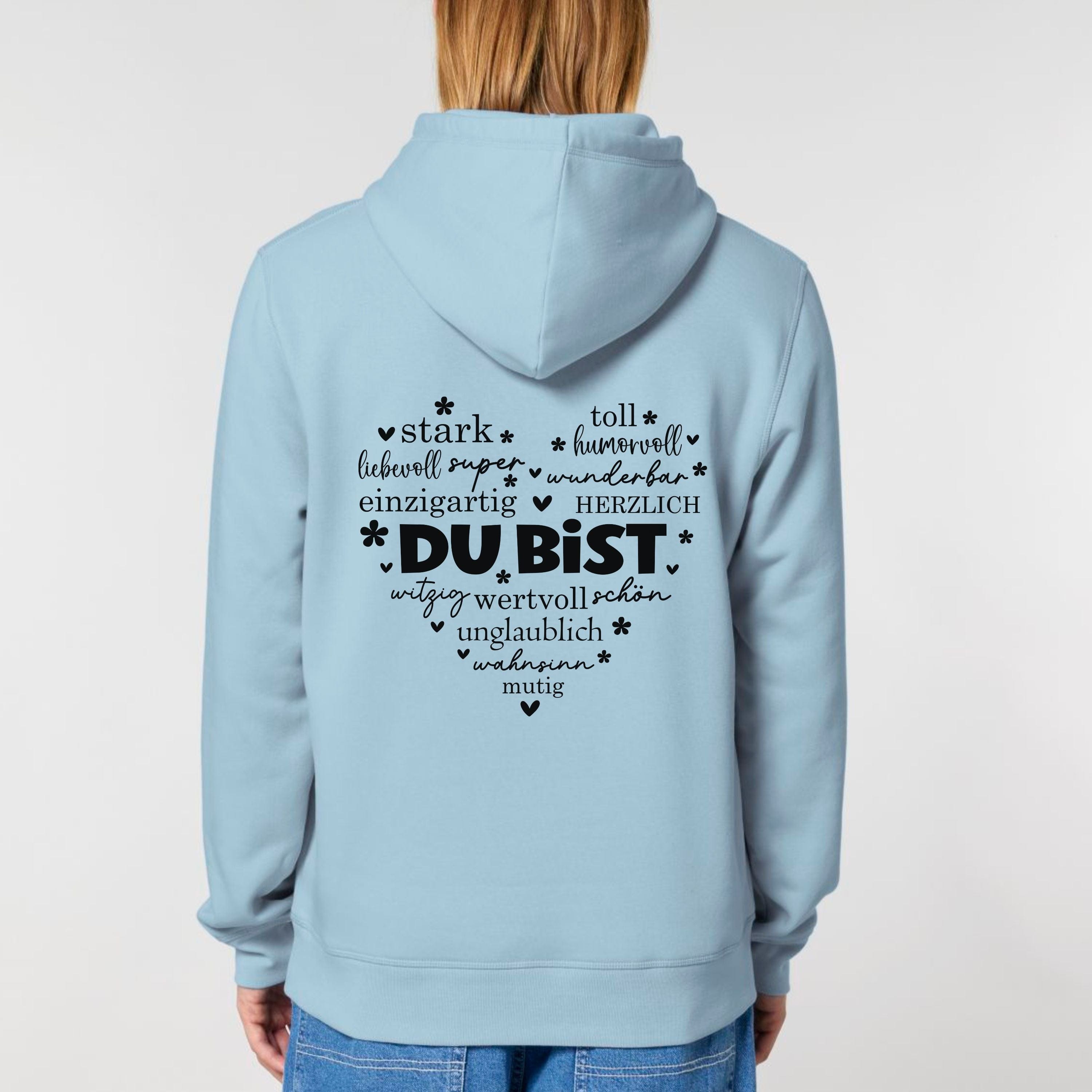 moteevation Du bist (Herz) - Bio Unisex Hoodie Sky Blue / XS