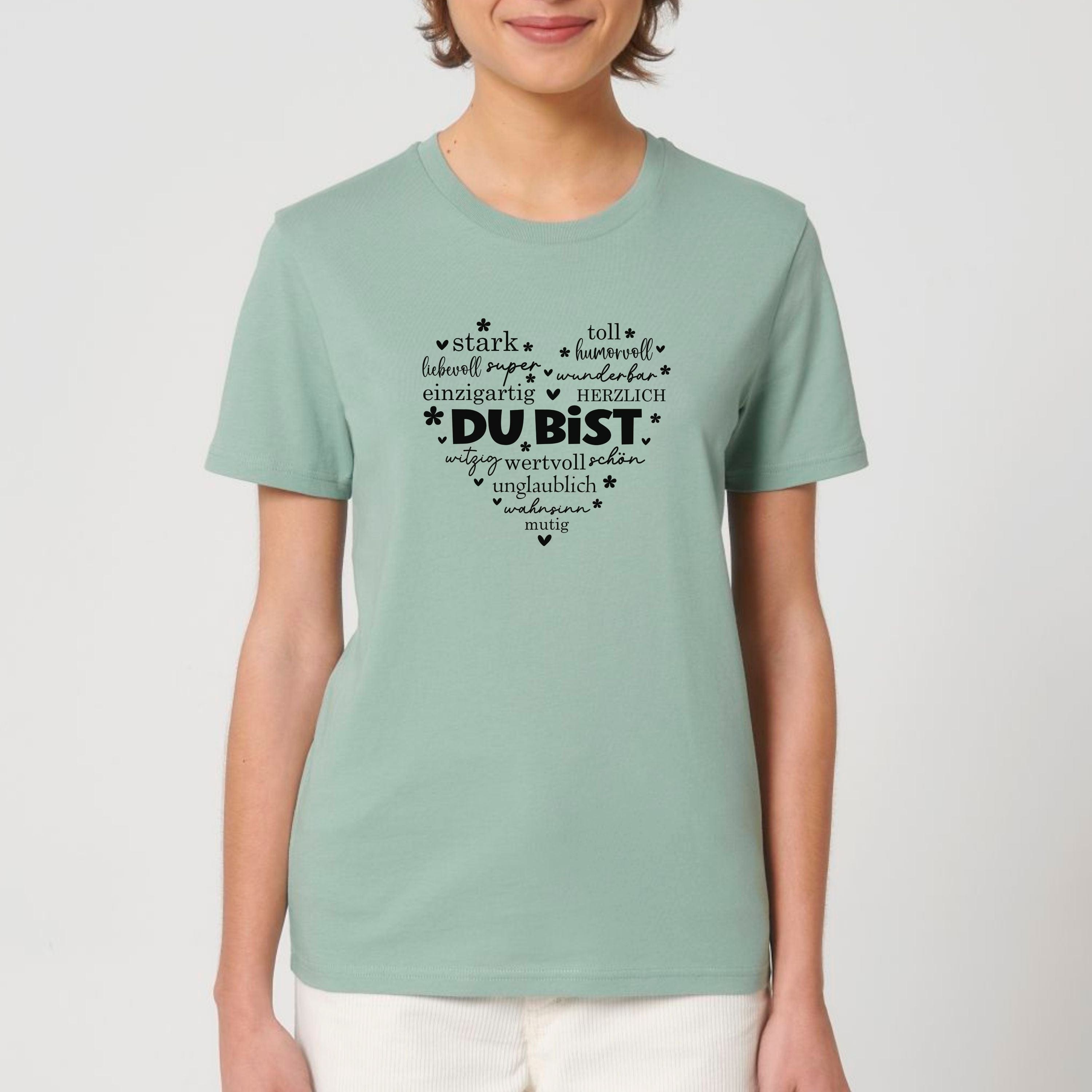 moteevation Du bist (Herz) - Bio Unisex T-Shirt Aloe / XS