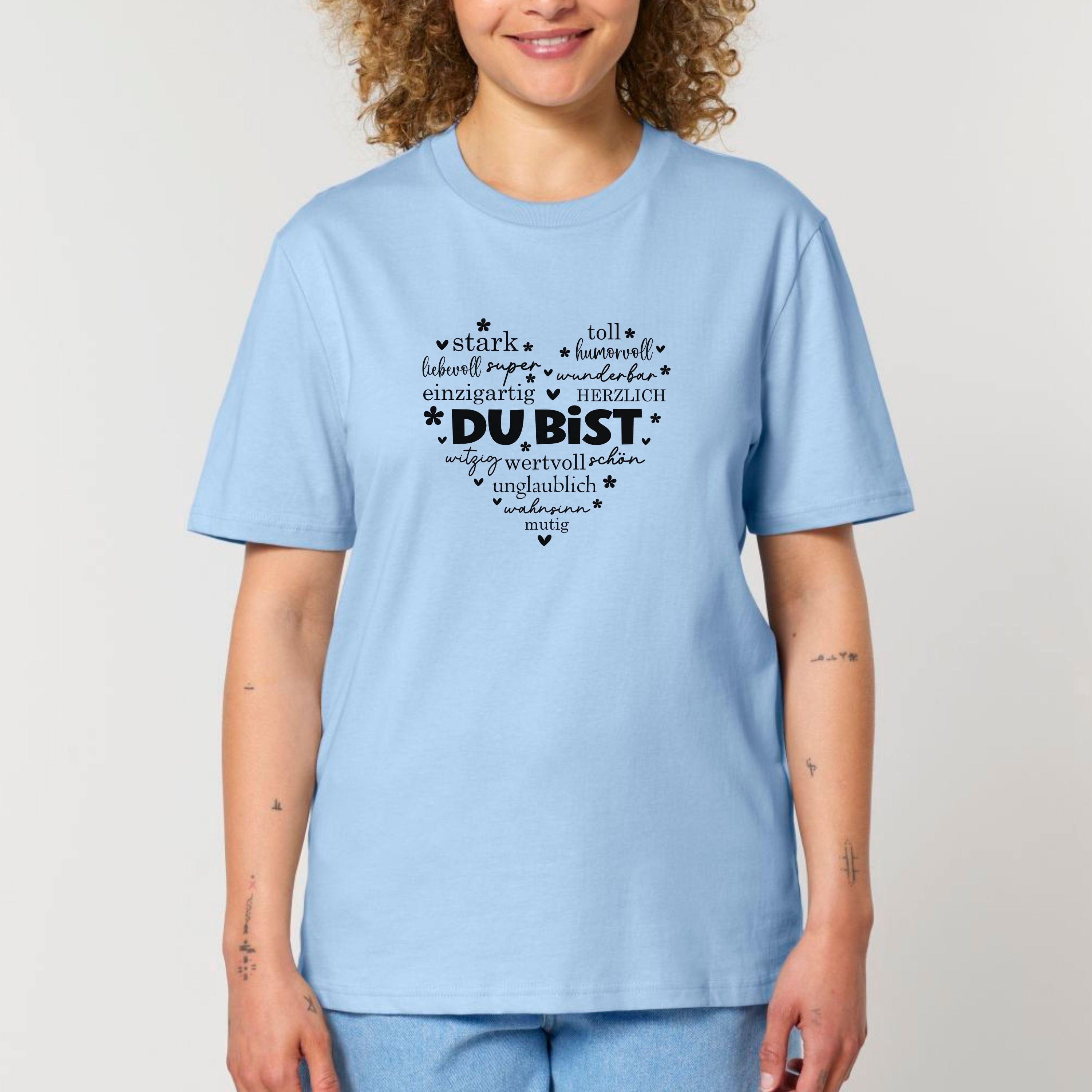 moteevation Du bist (Herz) - Bio Unisex T-Shirt Blue Soul / XS
