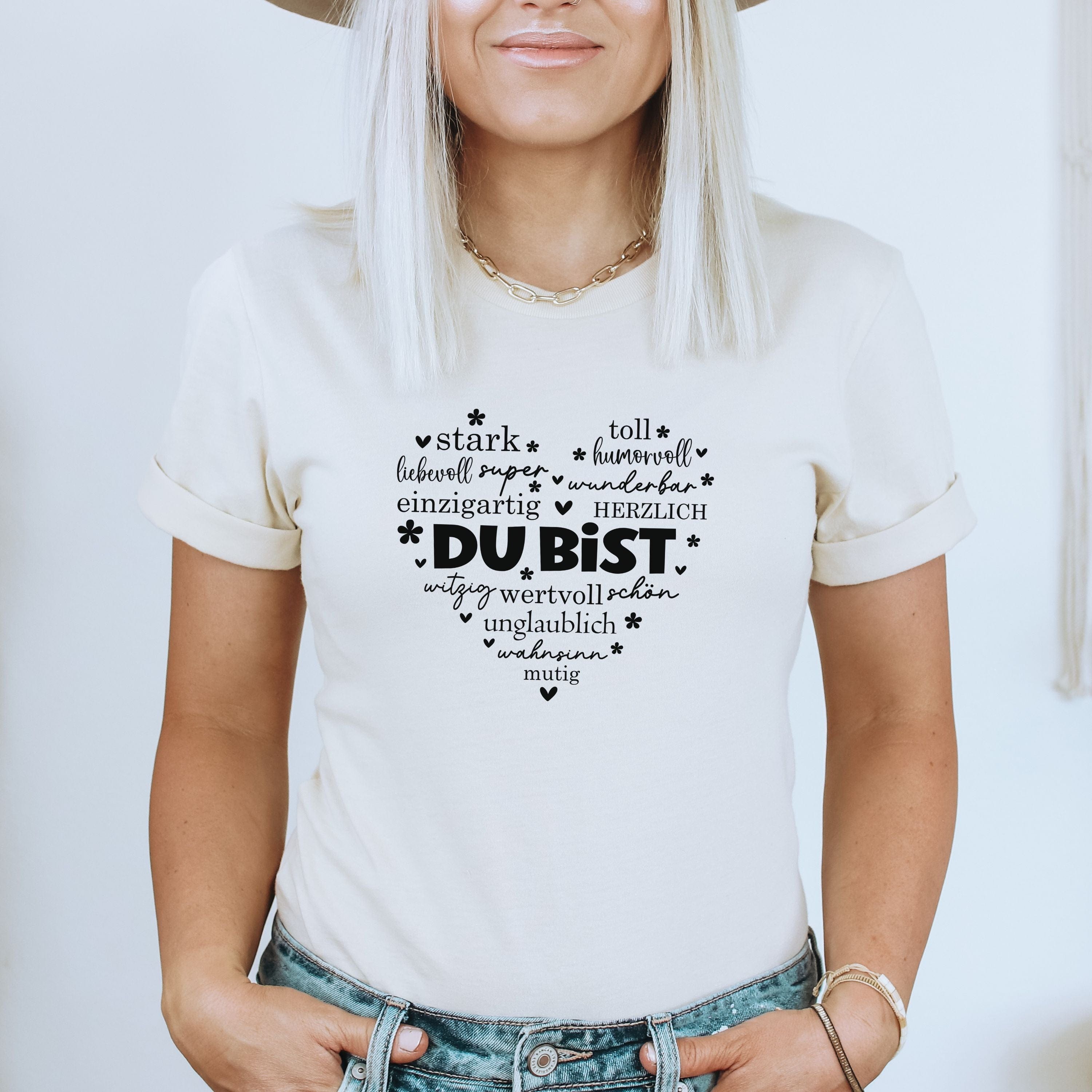 moteevation Du bist (Herz) - Bio Unisex T-Shirt Vintage White / XS