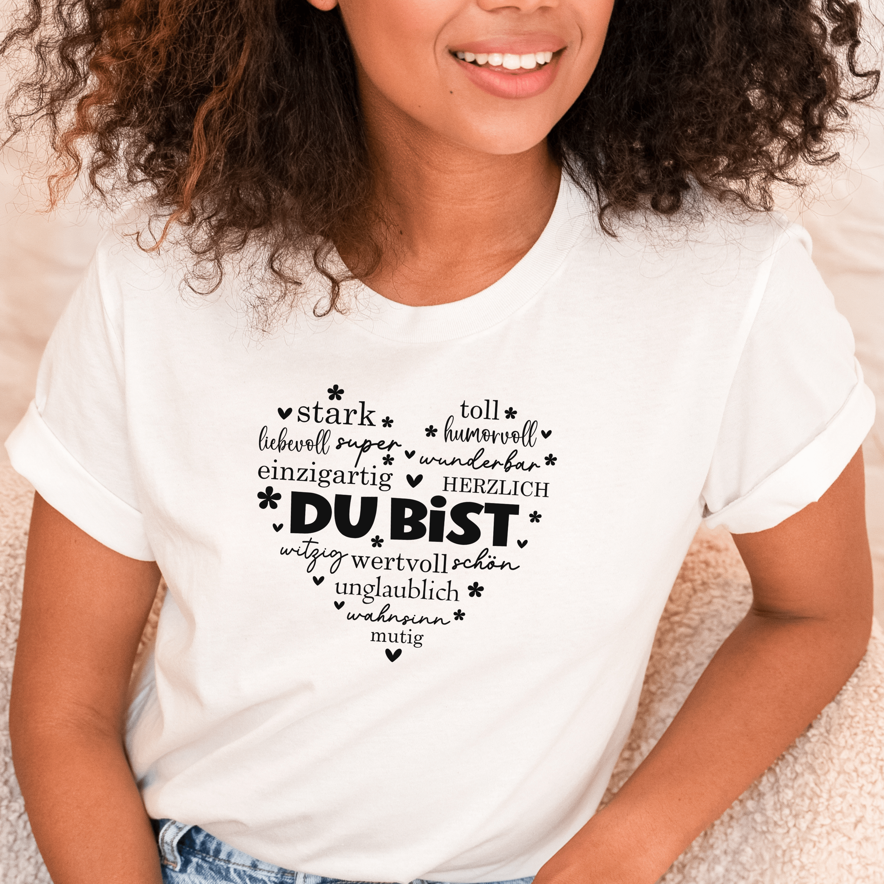 moteevation Du bist (Herz) - Bio Unisex T-Shirt White / XS