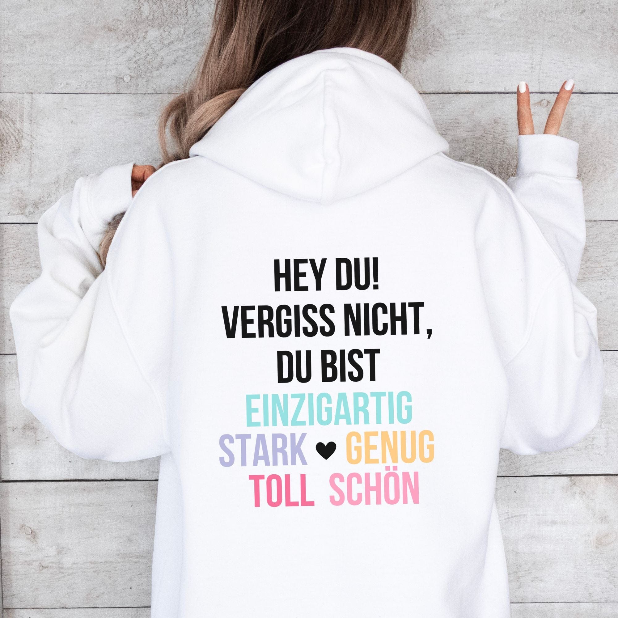 moteevation Hey du - Bio Unisex Hoodie White / XS