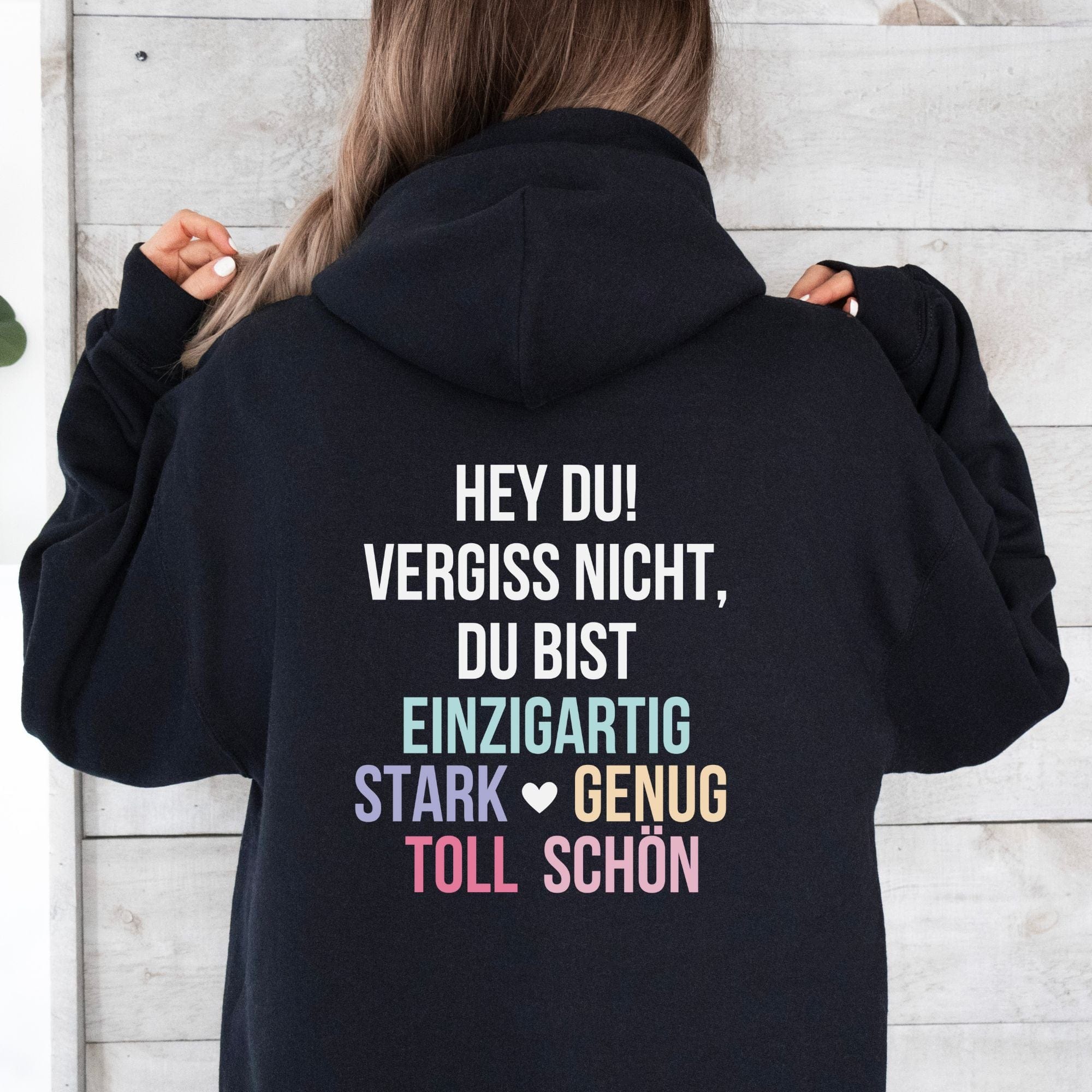 moteevation Hey du - Bio Unisex Hoodie Schwarz / XS