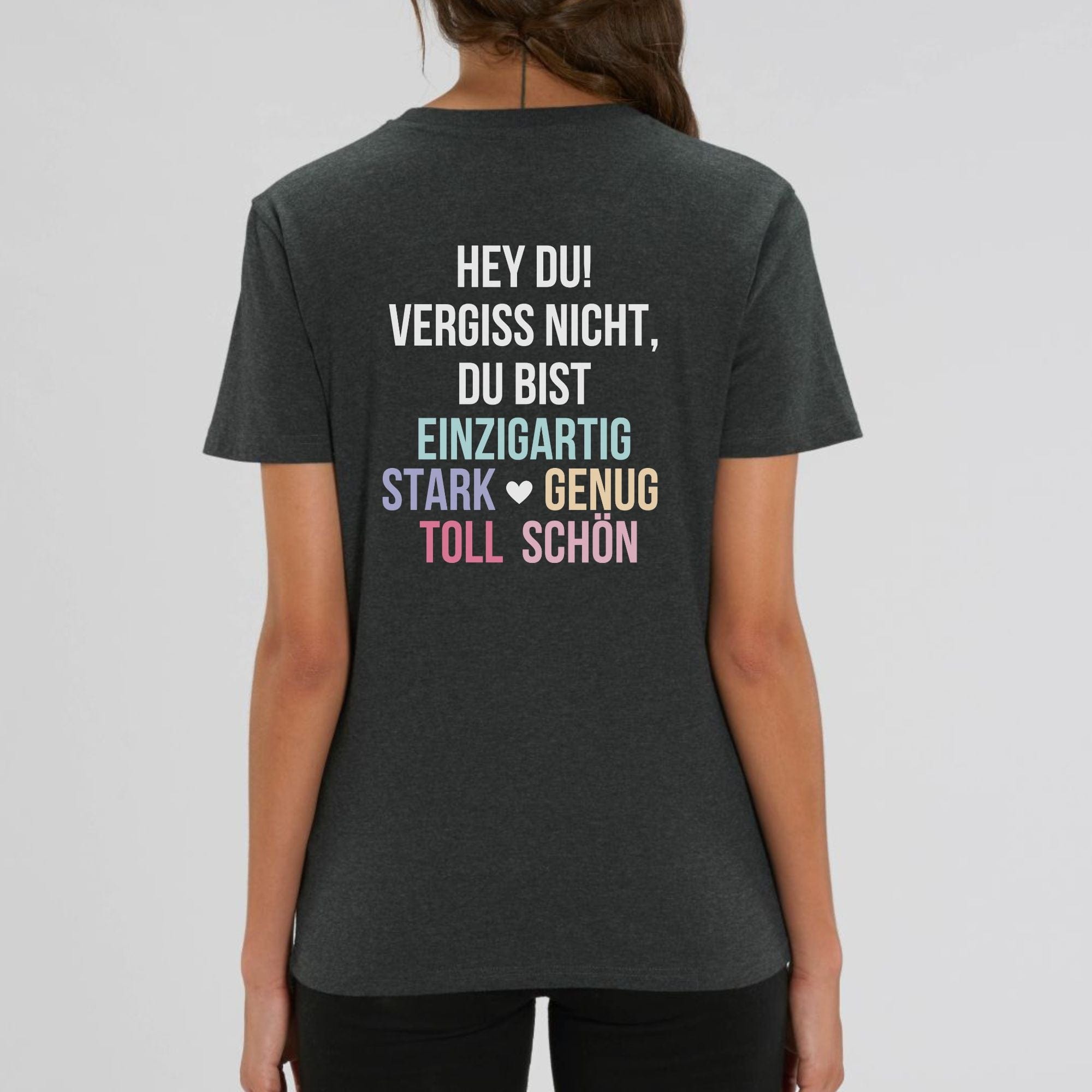 moteevation Hey du - Bio Unisex T-Shirt Dark Heather Grey / XS