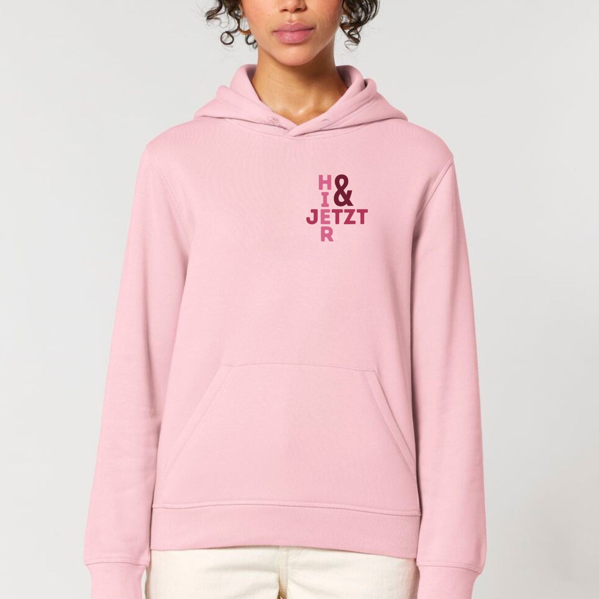 moteevation Hier & jetzt - Bio Unisex Hoodie Cotton Pink / XS