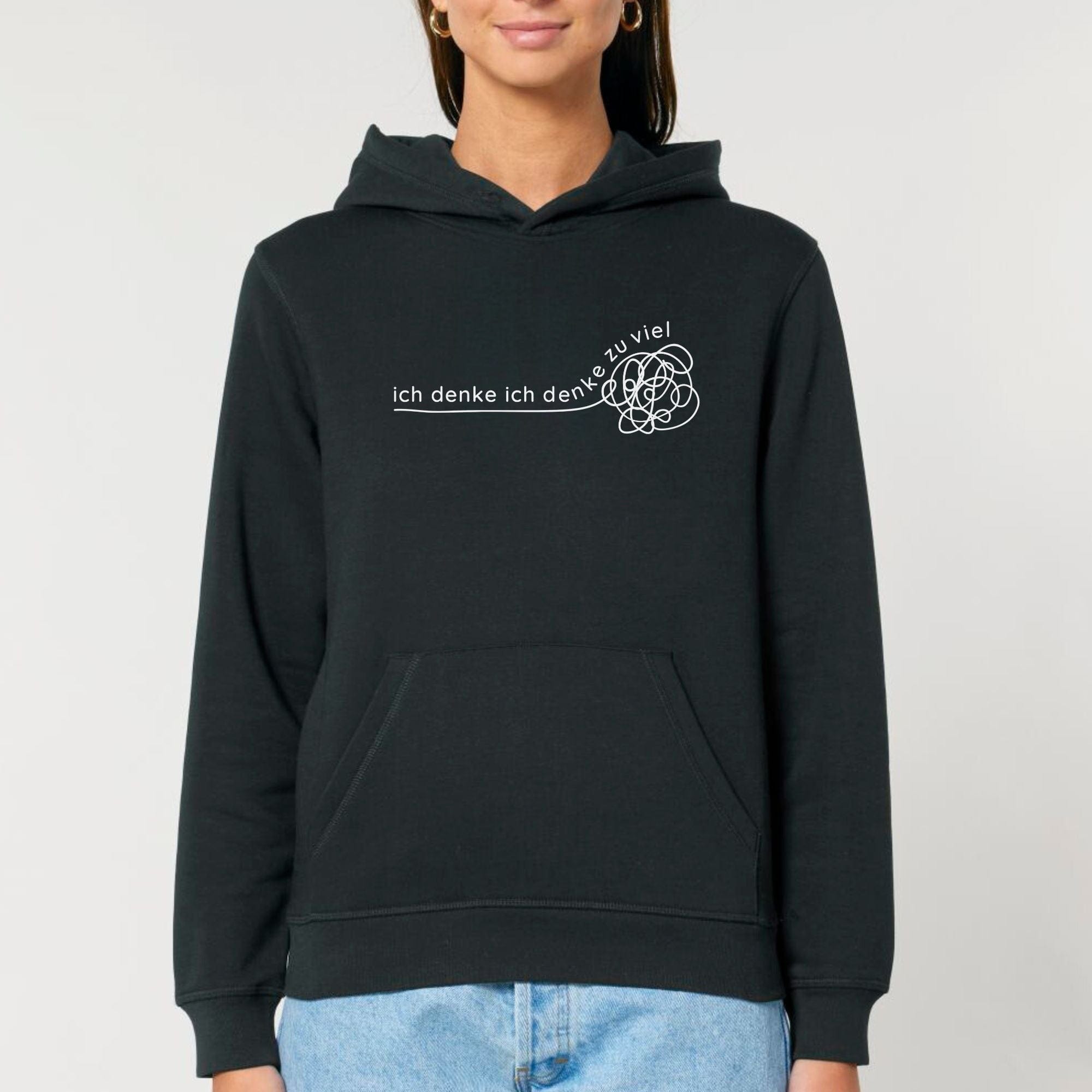 moteevation Ich denke ich denke zu viel - Bio Unisex Hoodie Schwarz / XS