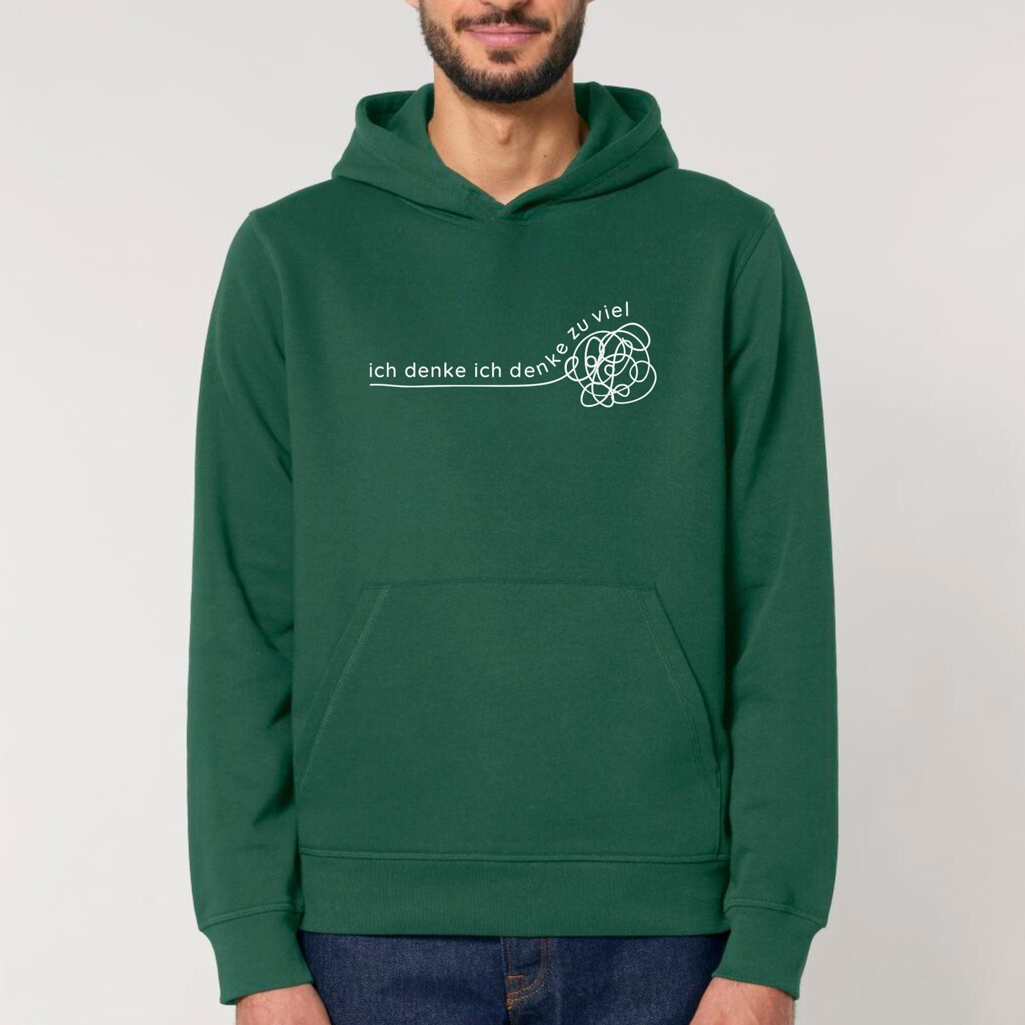 moteevation Ich denke ich denke zu viel - Bio Unisex Hoodie Dunkelgrün / XS