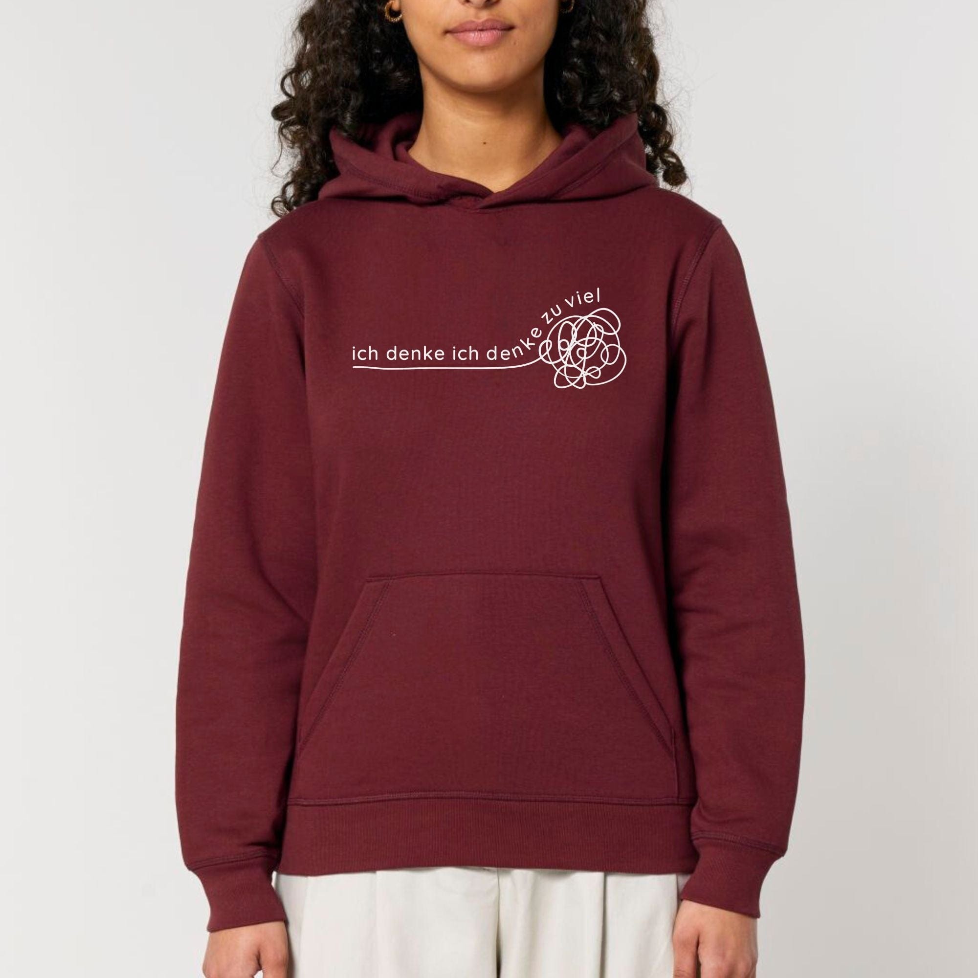 moteevation Ich denke ich denke zu viel - Bio Unisex Hoodie Burgundy / XS