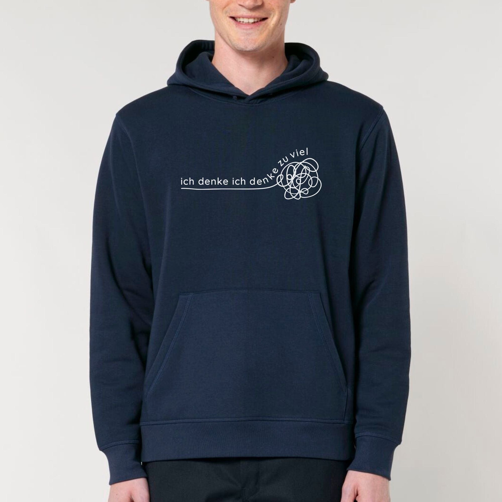 moteevation Ich denke ich denke zu viel - Bio Unisex Hoodie French Navy / XS