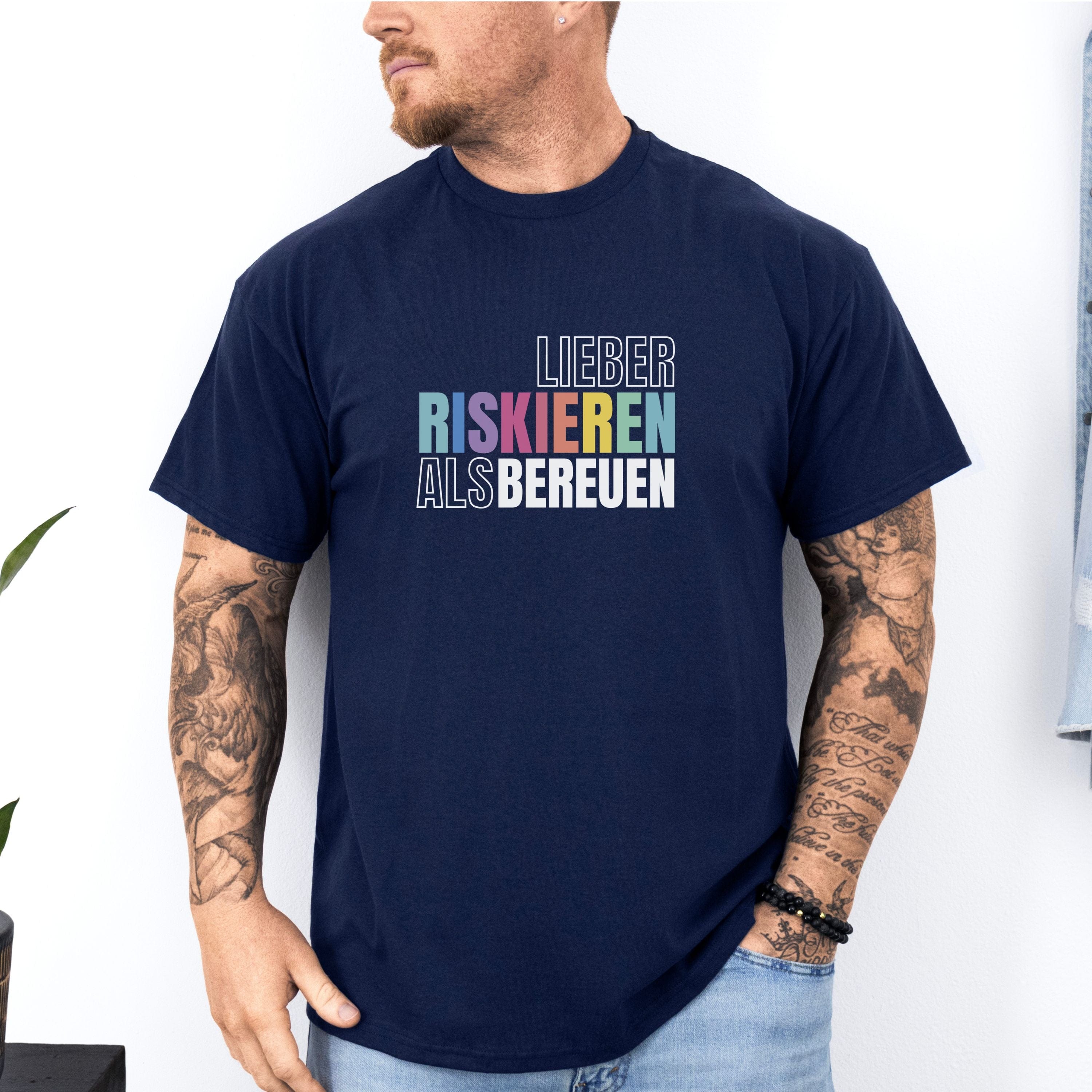 moteevation Lieber riskieren als bereuen - Bio Unisex T-Shirt French Navy / XS