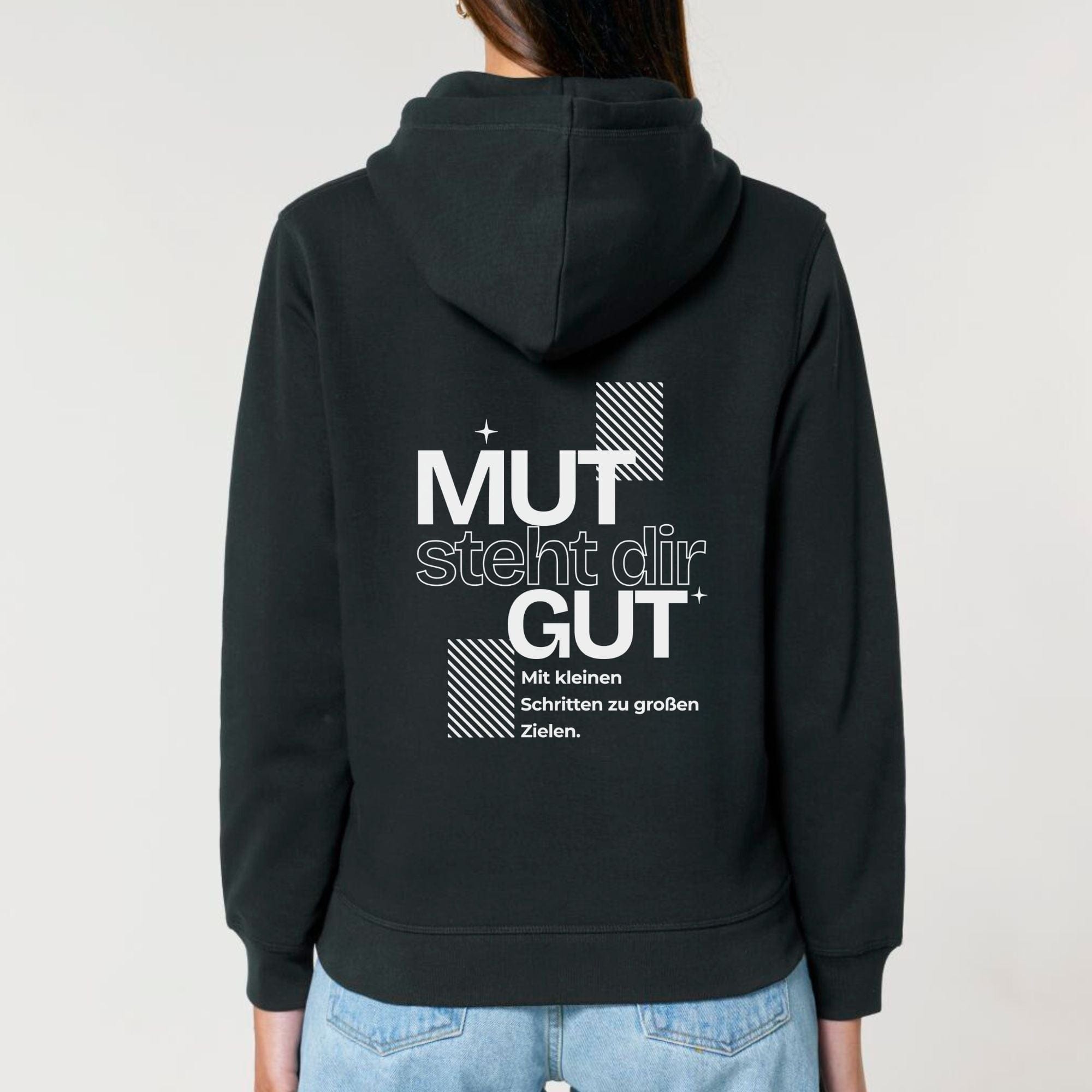 moteevation Mut steht dir gut - Bio Unisex Hoodie (Backprint) Black / XS