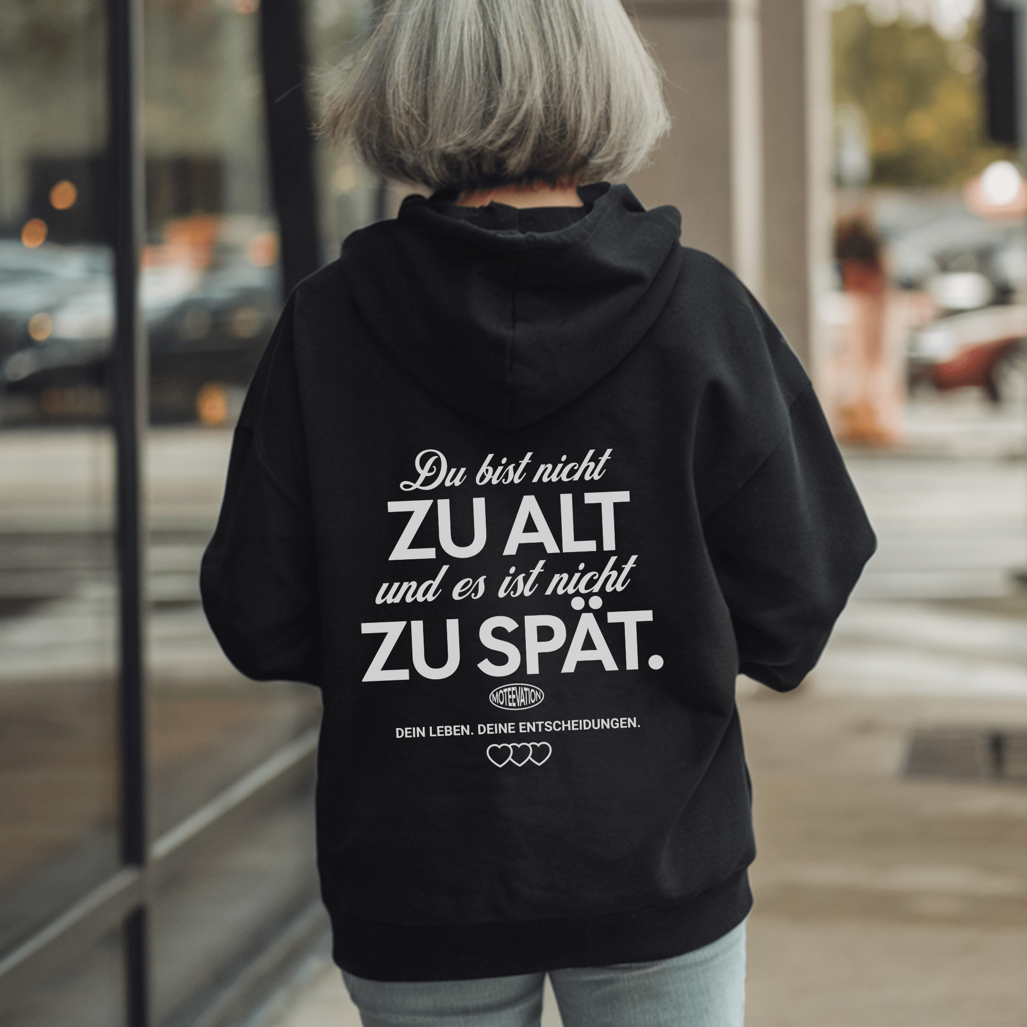 moteevation Du bist nicht zu alt - Bio Unisex Hoodie Black / XS