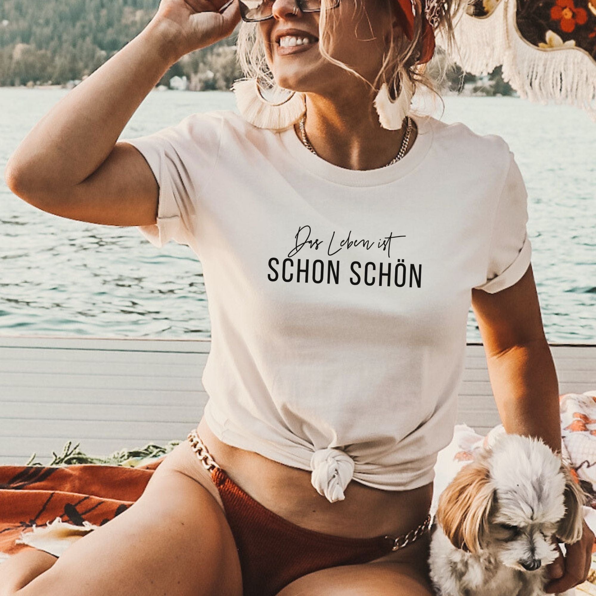 moteevation Das Leben ist schon schön - Bio Unisex T-Shirt Vintage White / S