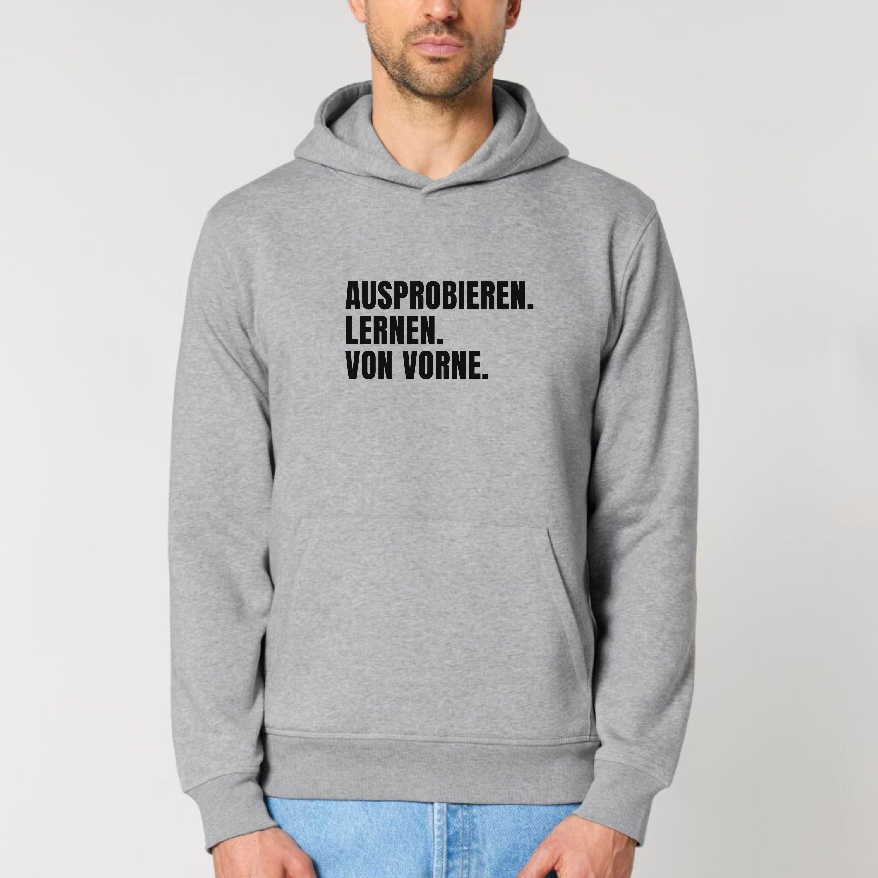 moteevation  Ausprobieren. Lernen. Von vorne. - Bio Unisex Hoodie Heather Grey / XS