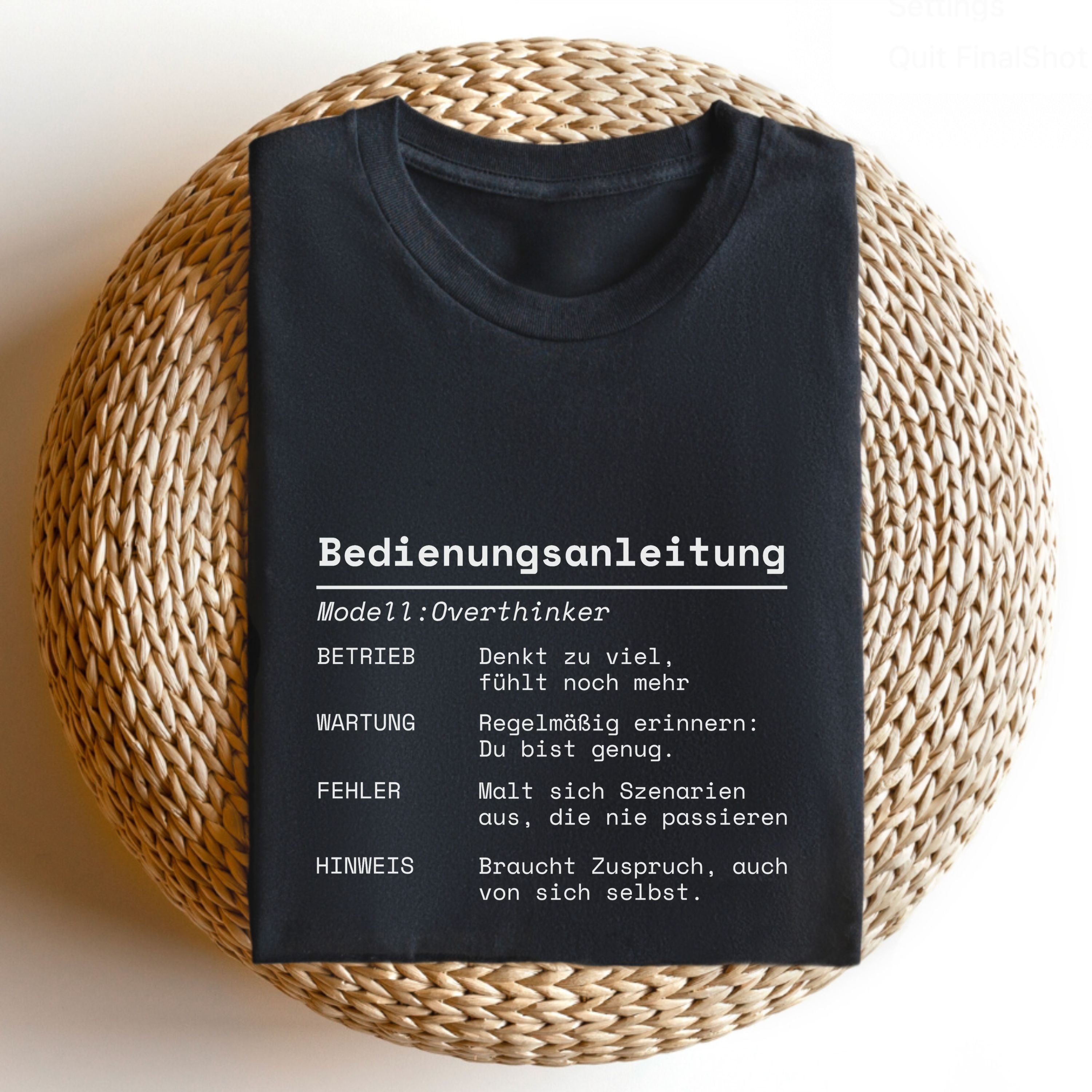 Bedienungsanleitung Overthinker - Bio Unisex T-Shirt