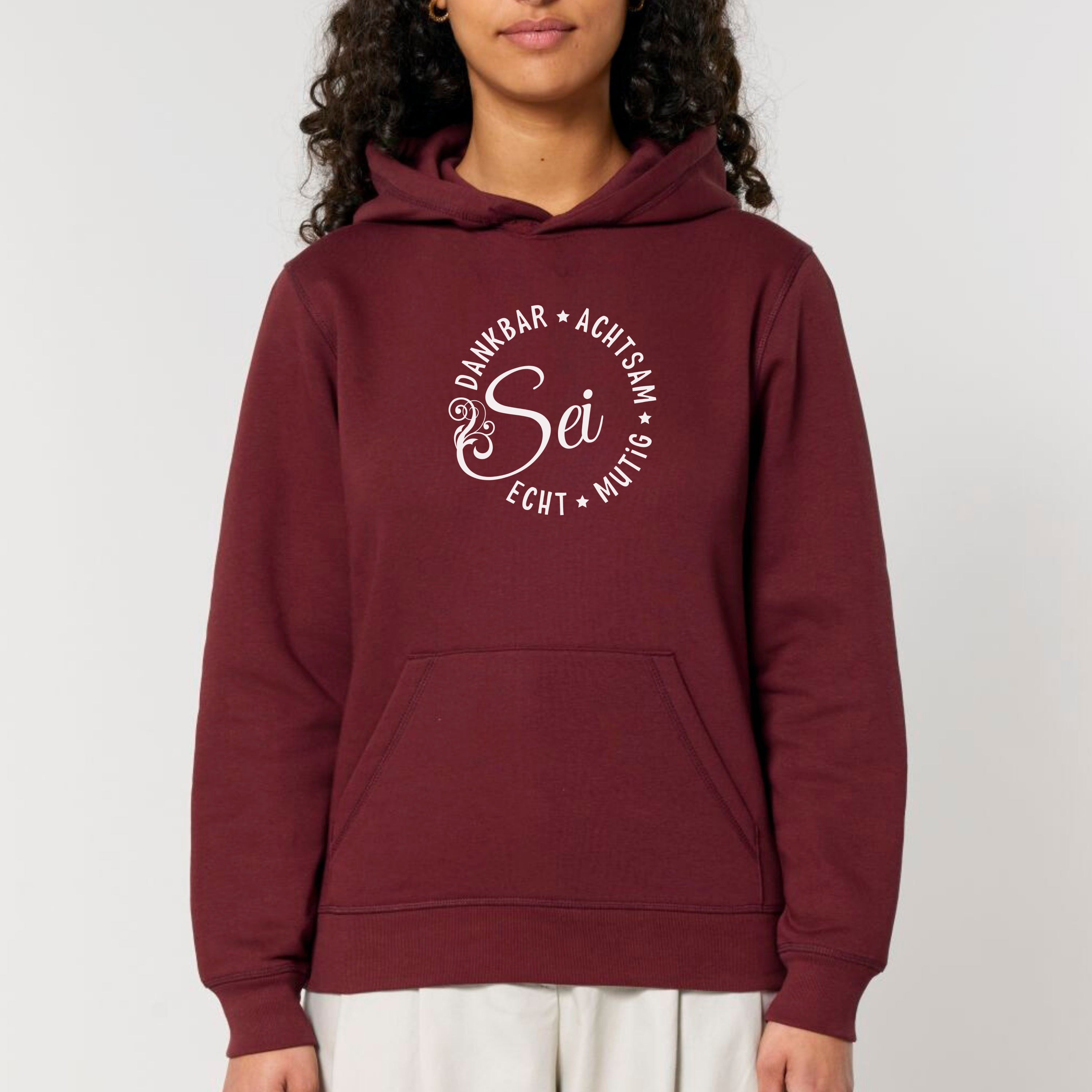 Sei dankbar, achtsam, echt und mutig - Bio Unisex Hoodie