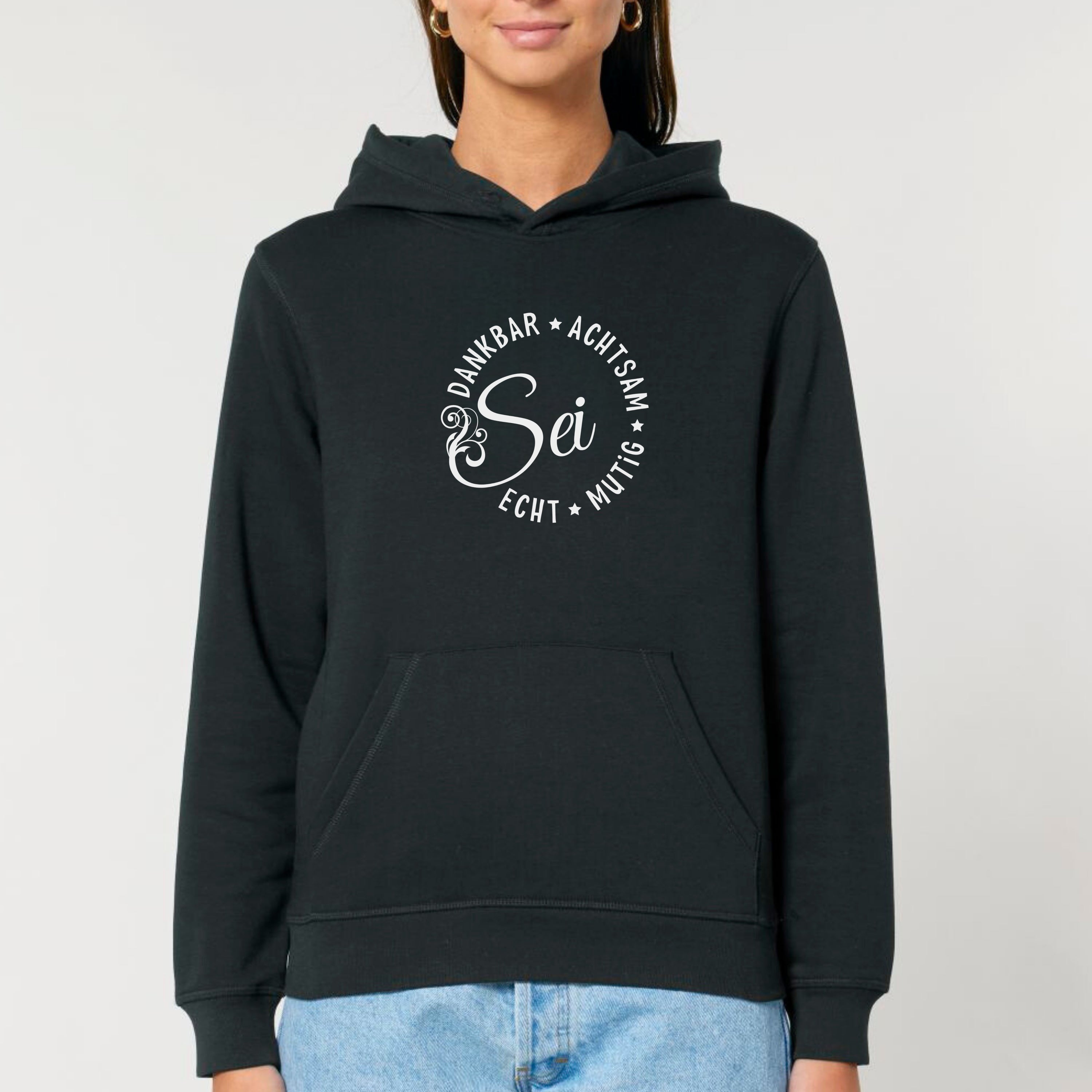 Sei dankbar, achtsam, echt und mutig - Bio Unisex Hoodie