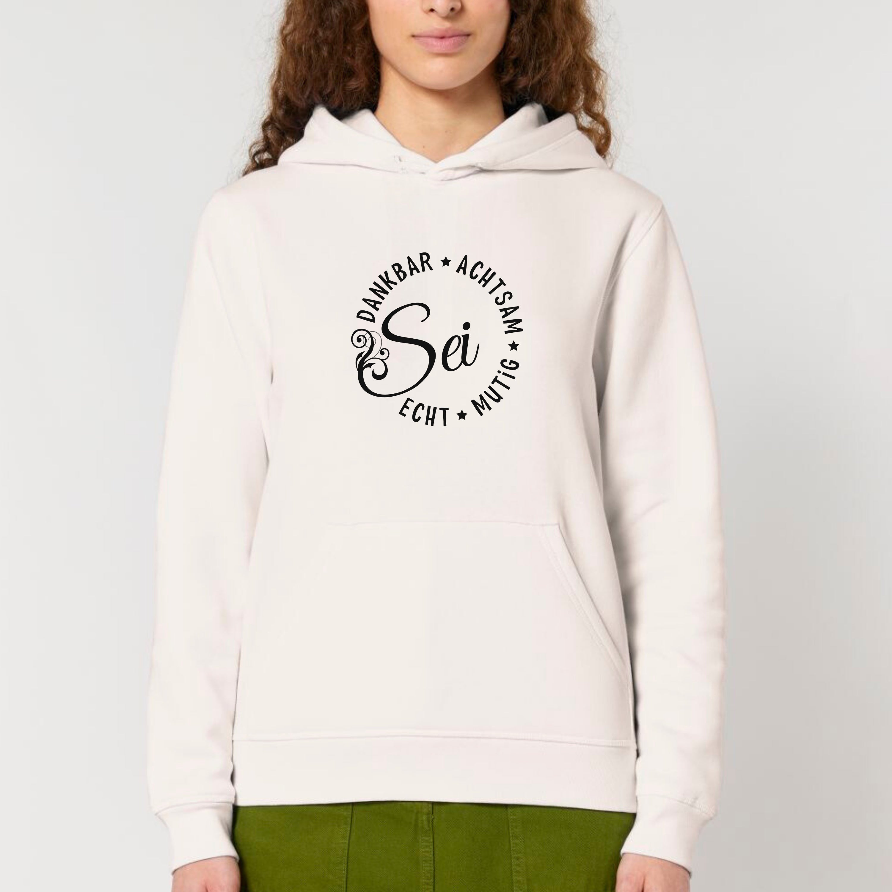 Sei dankbar, achtsam, echt und mutig - Bio Unisex Hoodie