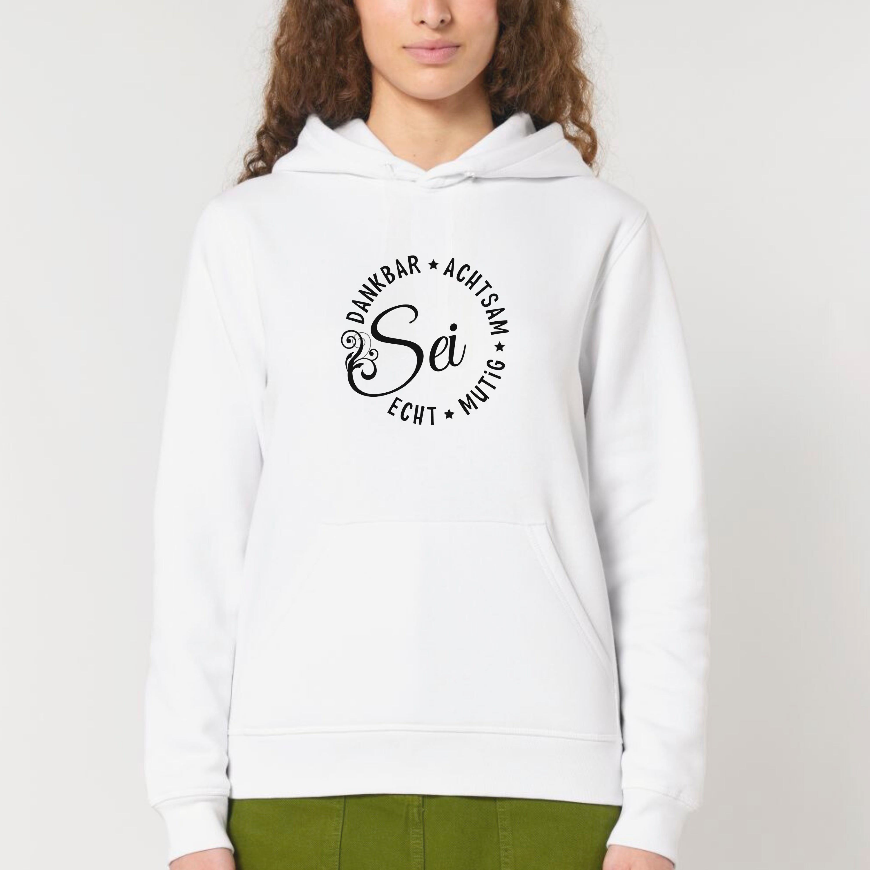 Sei dankbar, achtsam, echt und mutig - Bio Unisex Hoodie