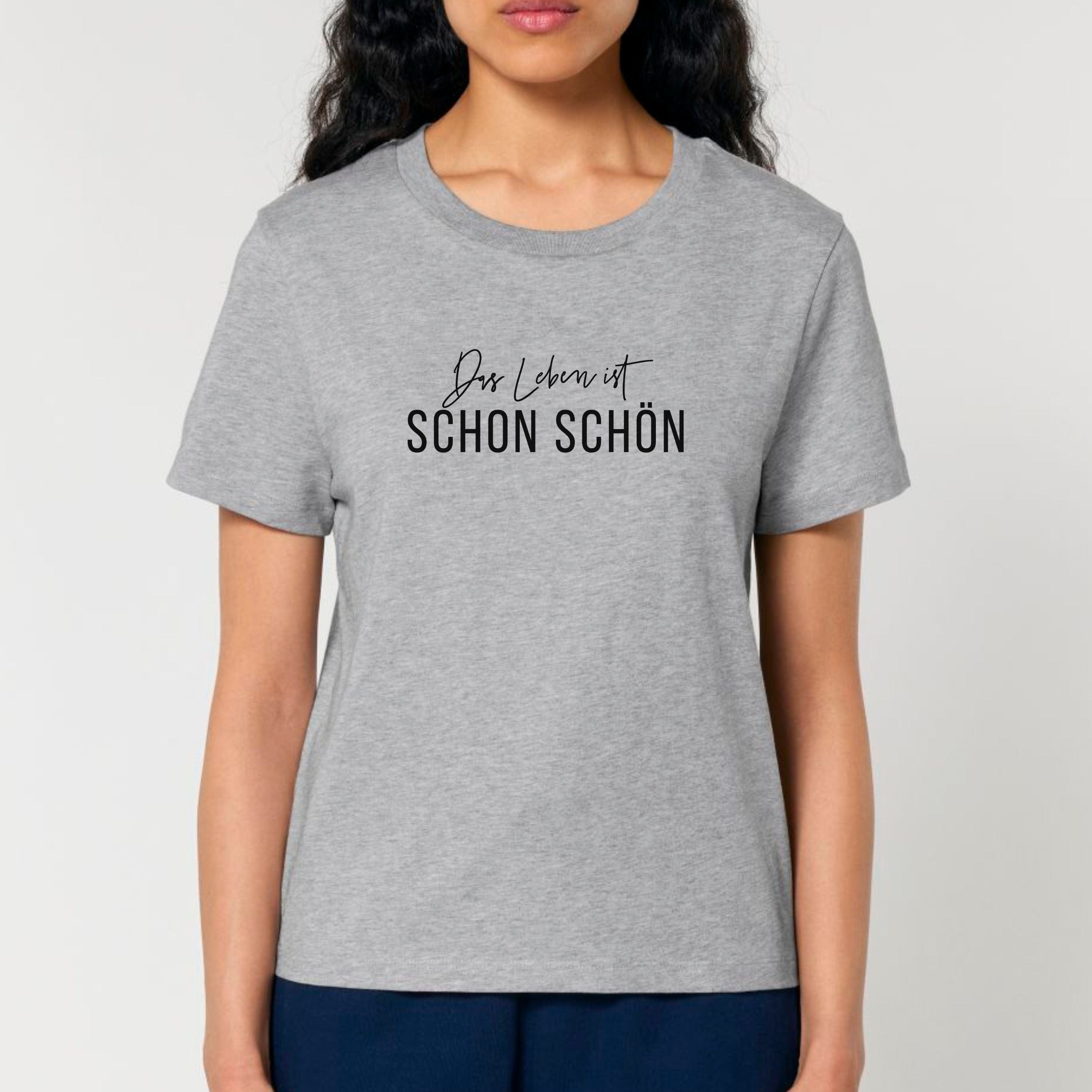 moteevation  Das Leben ist schon schön - Bio Frauen T-Shirt Heather Grey / XS