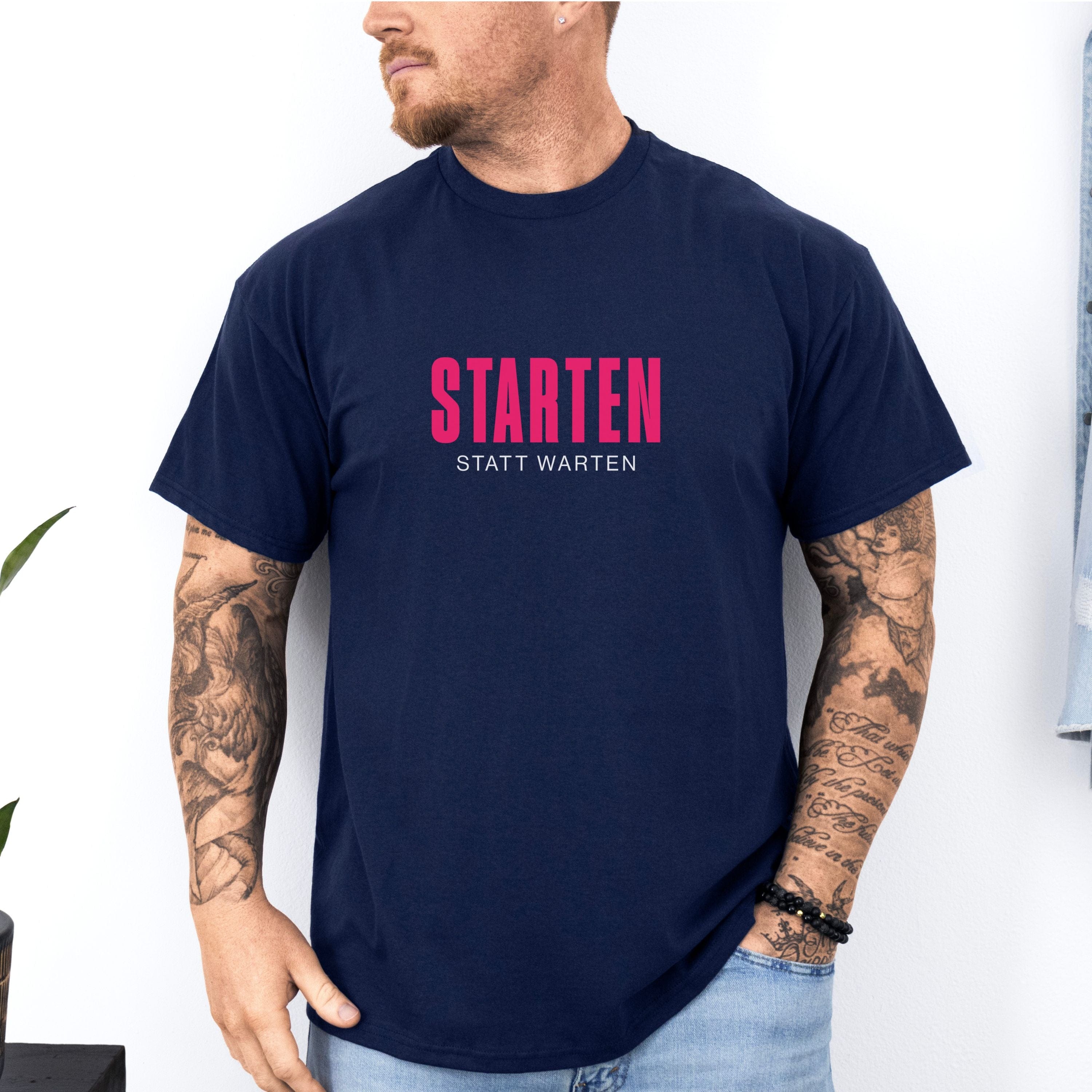 moteevation  Starten statt warten - Bio Unisex T-Shirt French Navy / XS