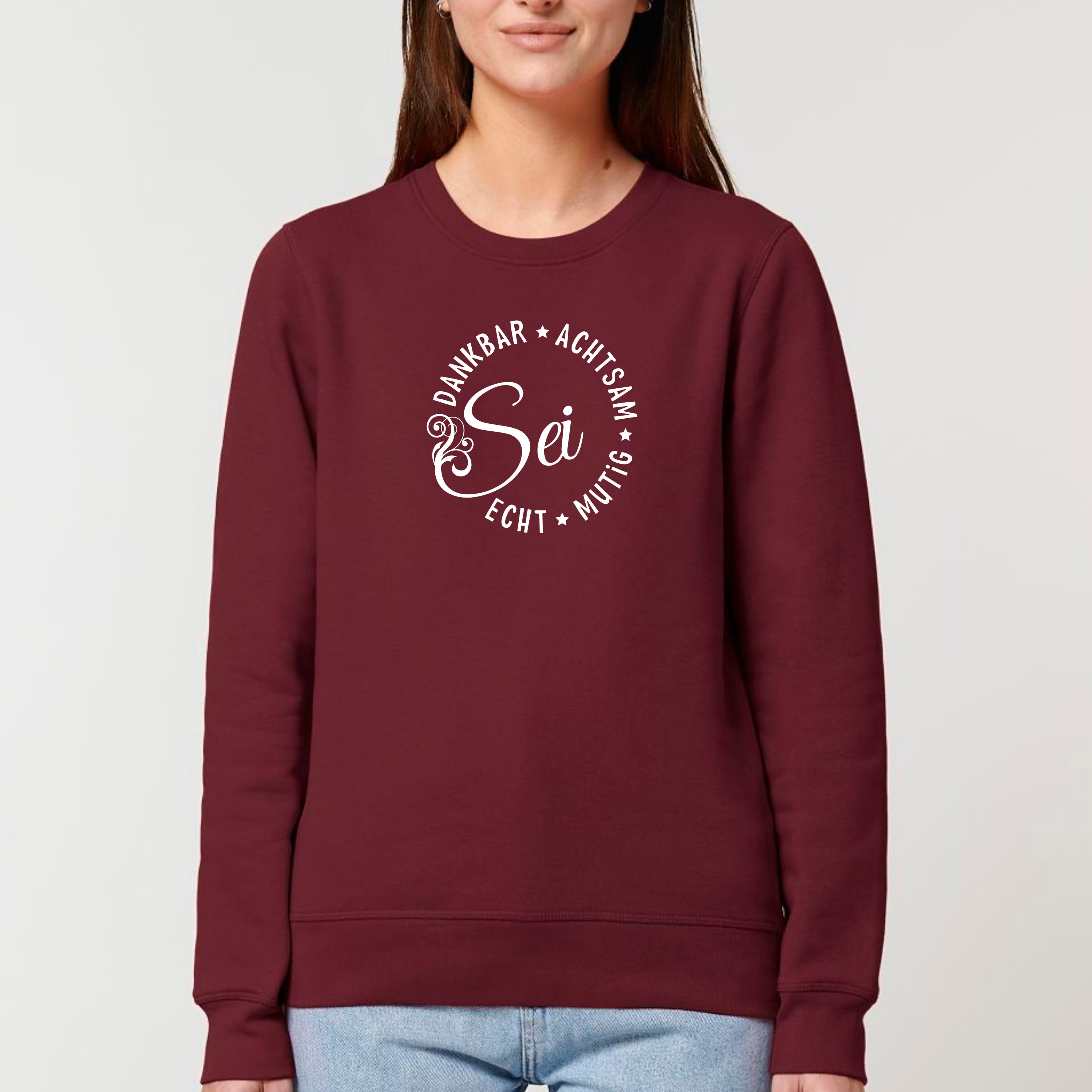 Sei dankbar, achtsam, echt und mutig - Bio Unisex Sweatshirt