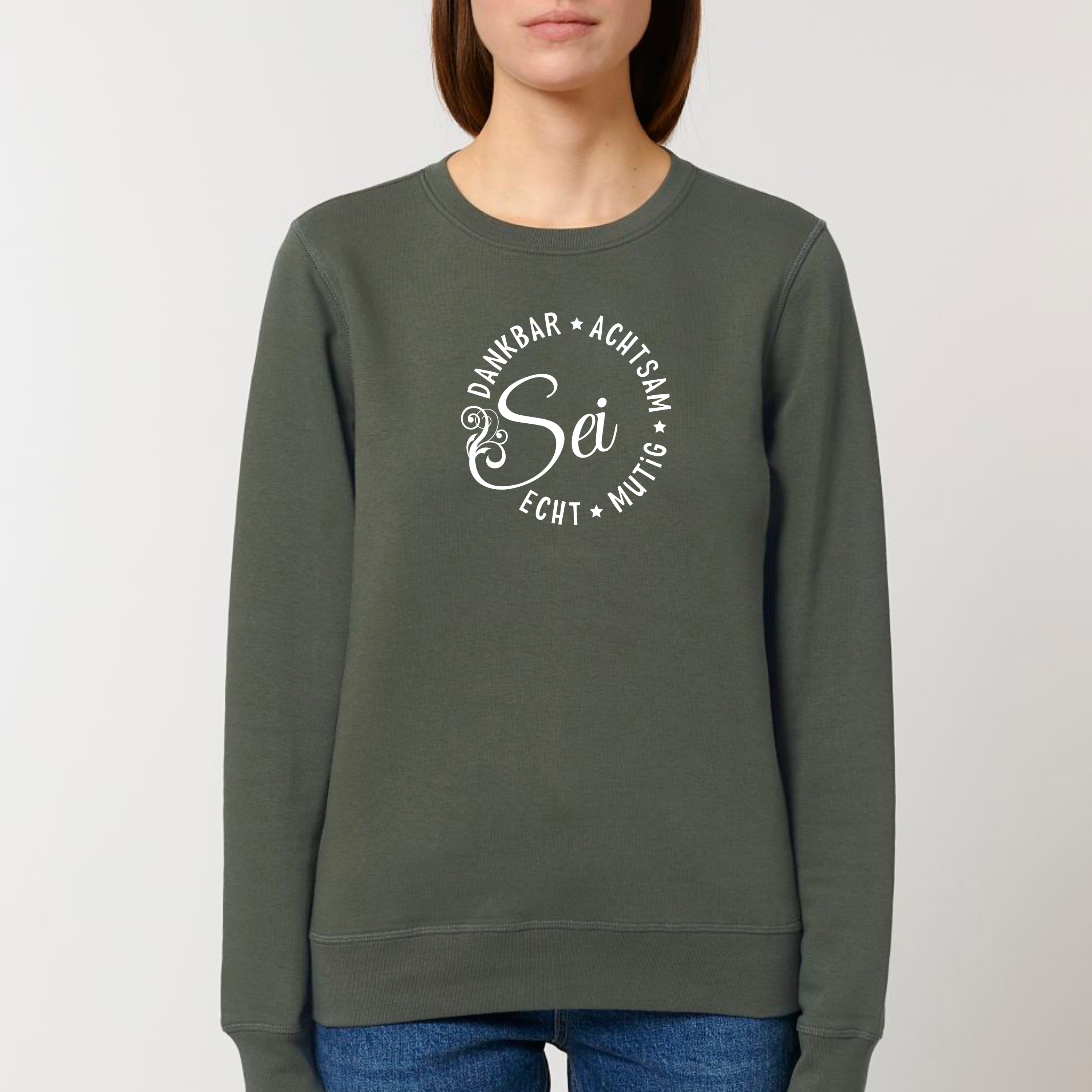 Sei dankbar, achtsam, echt und mutig - Bio Unisex Sweatshirt